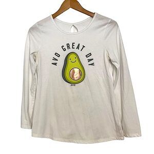 🌴 Justice Avo Great Day Long Sleeve T-Shirt Girls XL(14-16) White